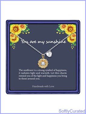 14K Gold Plated Sunflower Initial Pendant Necklace 18+2 Inch Gift